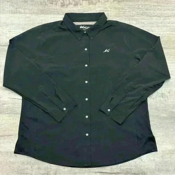 Mojo Fishing Shirt Men Size XXL Black Long Sleeve Buttoned Vented Rip-Stop - EUC - Picture 1 of 13